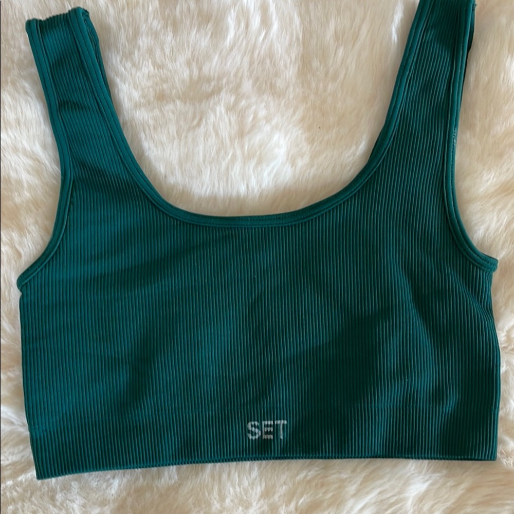 SET Active Ribbed Sports Bra in Green #139